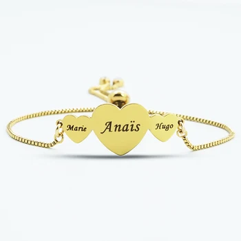 

MYLONINGCHARM Custom Kids Names Bracelet For Mom,Children's Names Bangle Stainless Steel Resizable Bracelets,Mom Bracelet