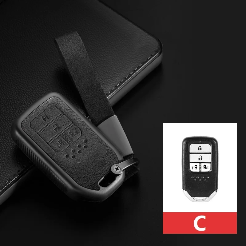 C black Автомобильный Дистанционный Брелок чехол держатель Защита для Honda Accord Civic Odyssey CRV Pilot HRV vezel City без ключа - Название цвета: C black