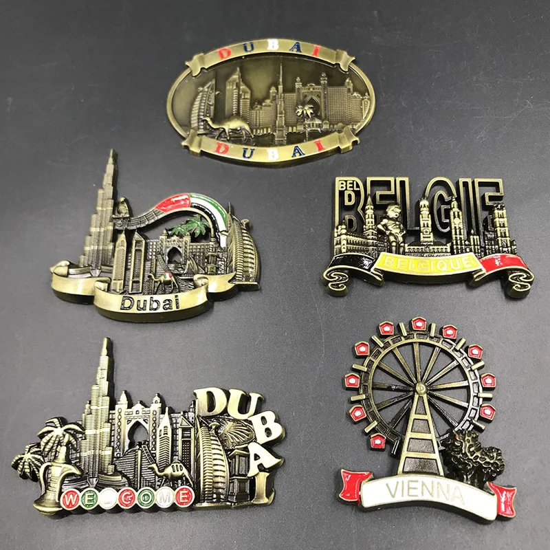Dubai UAE Belgium Vienna Refrigerator Paste Metal Magnetic 3d Landscape Paste Fridge Magnets Collection Gifts Home Decoration magnetic fridge magnets magnetic sticker magnetic fridge stickers