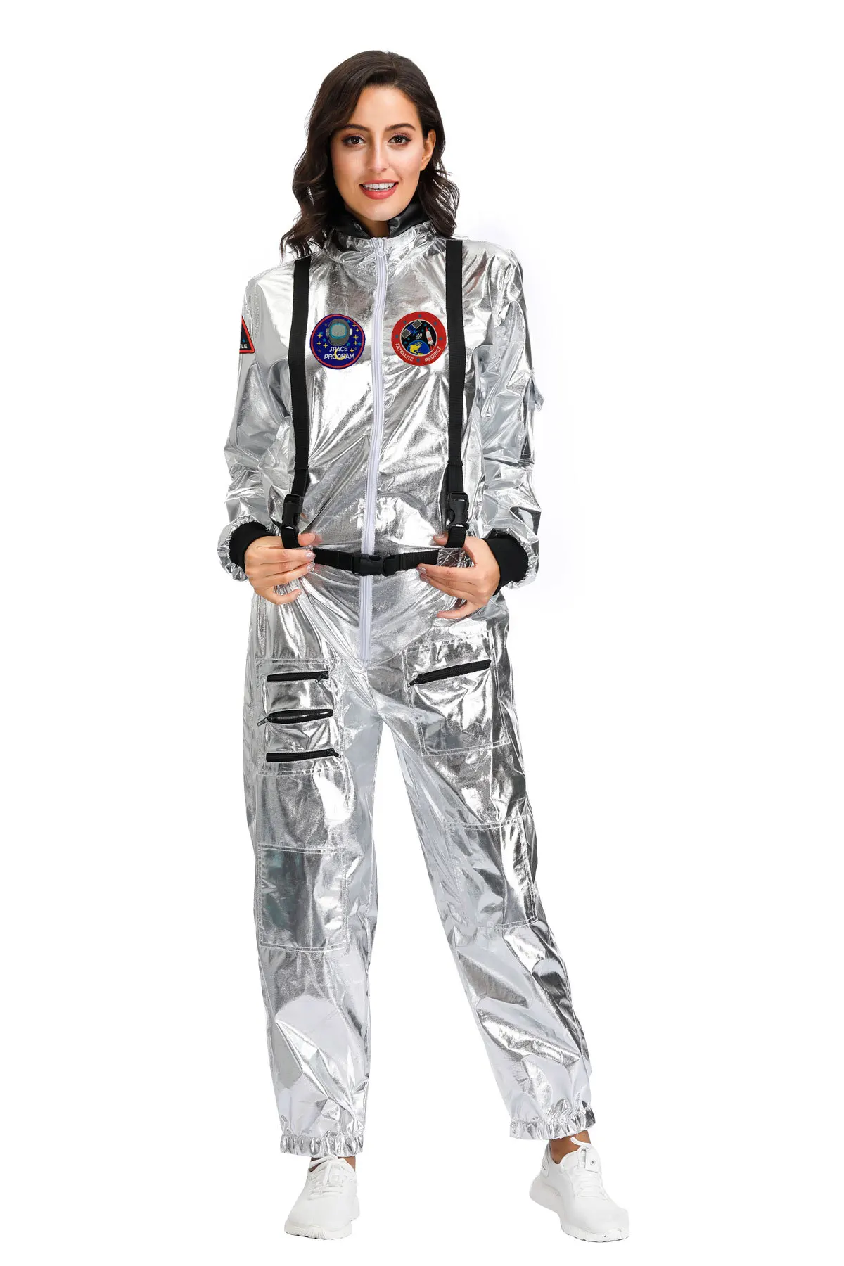 Рождественский комбинезон космонавта для взрослых, косплей на Хэллоуин, вечерние костюмы пилотов, костюм на год, высокое качество, Серебряное украшение