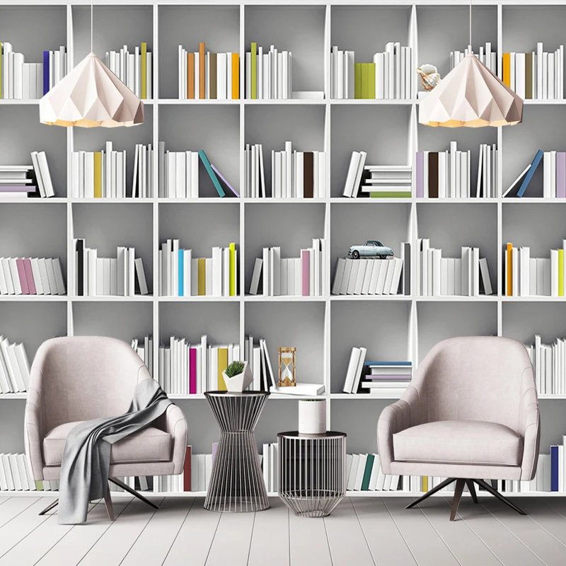 

Drop Shipping Vintage 3D Creative Book Shelf Wallpaper Library Bookcase Coffee Shop Study Background Wall Decor Mural Wall