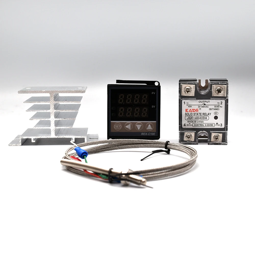 Digital PID Temperature Controller REX-C100 REX C100 thermostat + 40DA SSR Relay+ K Thermocouple 1m Probe RKC