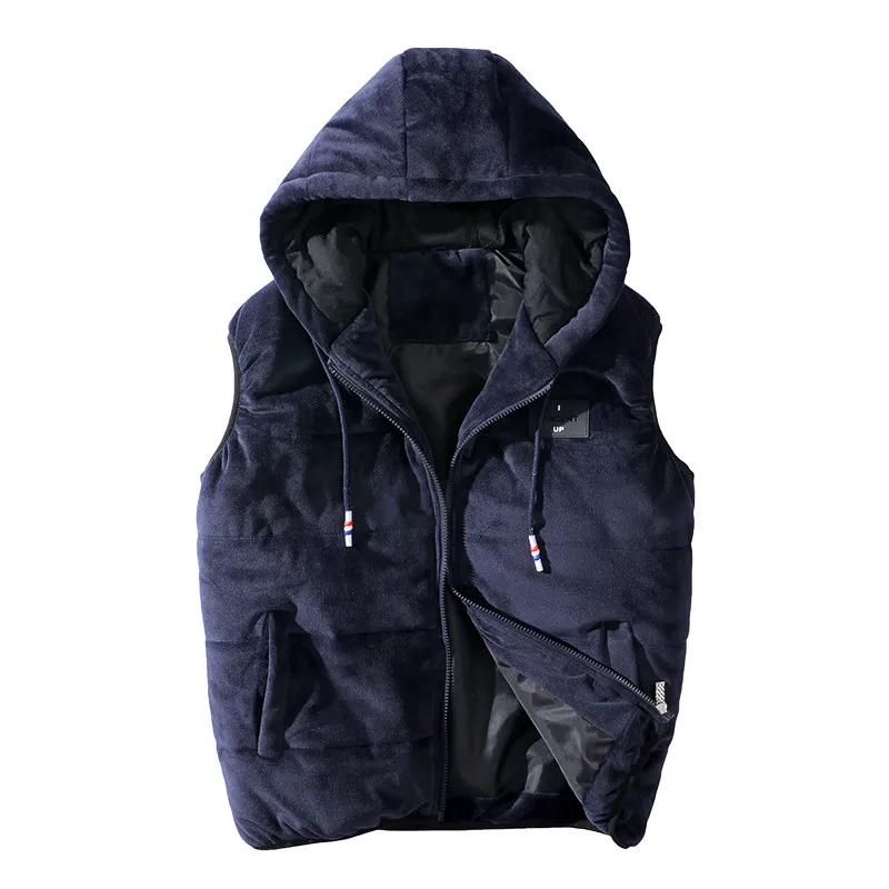 Синий Повседневный мужской жилет 6XL 7XL 8XL, толстая мягкая зимняя куртка без рукавов, Мужская Толстая теплая парка, мужской жилет, Мужская XYN-190 - Цвет: Синий