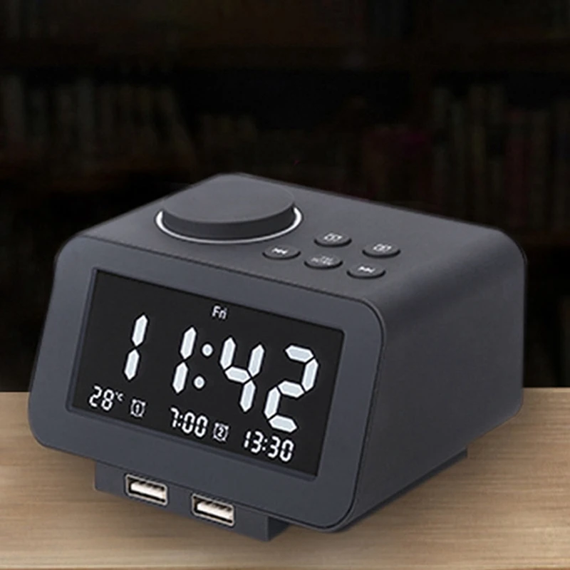 K8 Bluetooth динамик Повтор будильника с температурой светодиодный дисплей FM радио двойной usb порт зарядки для Iphone samsung Tablet E