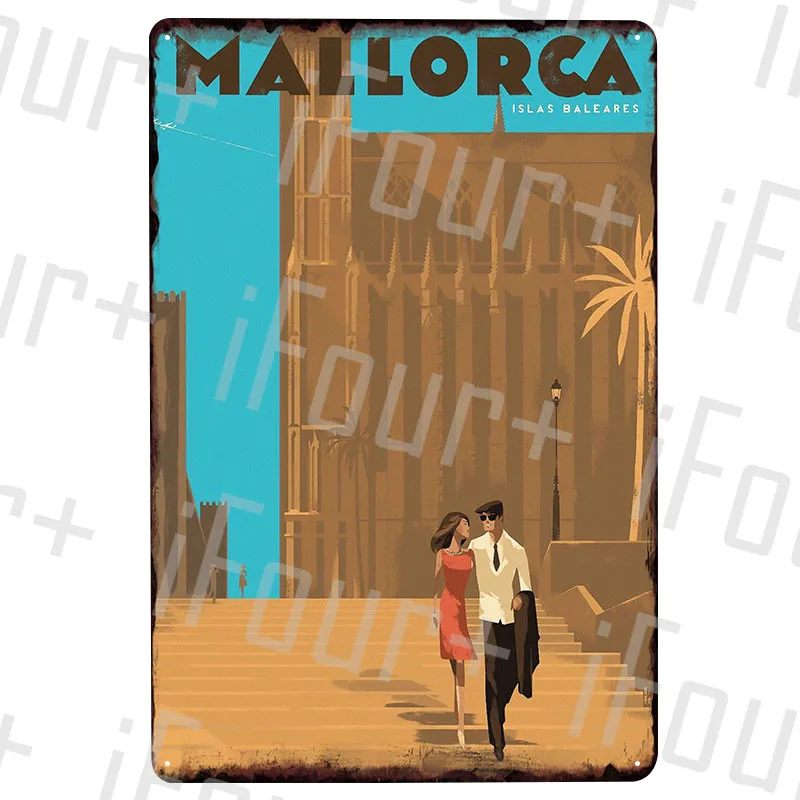 Оловянная вывеска Mallorca металлическая пластинчатая доска металлическая винтажная декоративная металлическая вывеска металлический плакат домашний бар паб кафе украшение винтажные плакаты