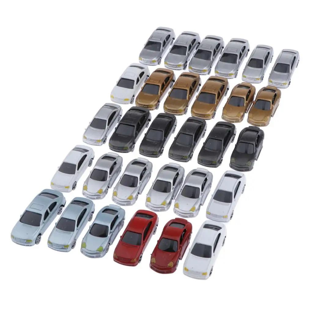 30pcs Painted Model Cars Miniature Model Car Building Train Layout Scale HO OO (1 to 75)