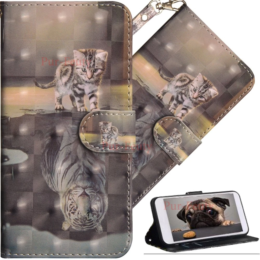 Tiger 3D бумажник чехол для Xiaomi Redmi Note 8 iPhone 7 6 Plus 5 iPad Pro Red mi 8 7A 7 6 K20 из искусственной кожи чехол-подставка для Xiaomi mi 9T 8 SE A2 A3 lite CC9 - Цвет: Tiger