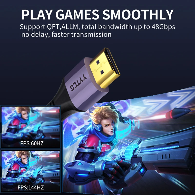 YYTCG 8K Кабель HDMI 2 1 HDR RGB 4:4:4 Аудио Видео кабель Ultra HD (UHD) 48 Гбит/с 60 Гц 4K 120