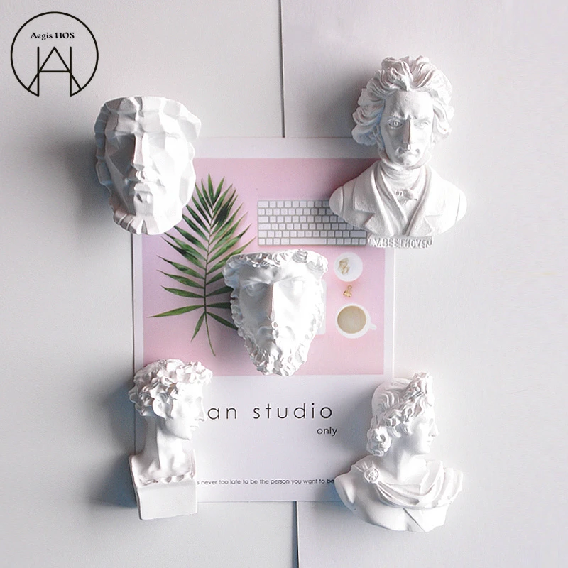Greek mythological Character Gypsum Statue Fridge Decoration Vintage Sculpture David Apollo Art Nordic Simple Magnet Wall Sticke | Дом и сад