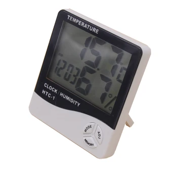 

LCD Indoor Electronic Temperature Humidity Meter Digital Thermometer Hygrometer Weather Station Alarm Clock HTC-1