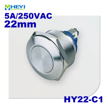 

Stainless HY22-C1 1NO momentary Flat head switch 5A/250VAC with Screw IP65