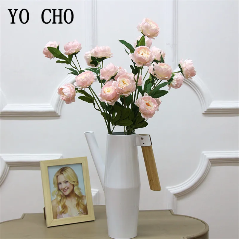 YO CHO 7Heads Artificial Peony Silk Flowers Branch Wedding Fake Flower for Home Christmas Decoration Faux Shop | Дом и сад