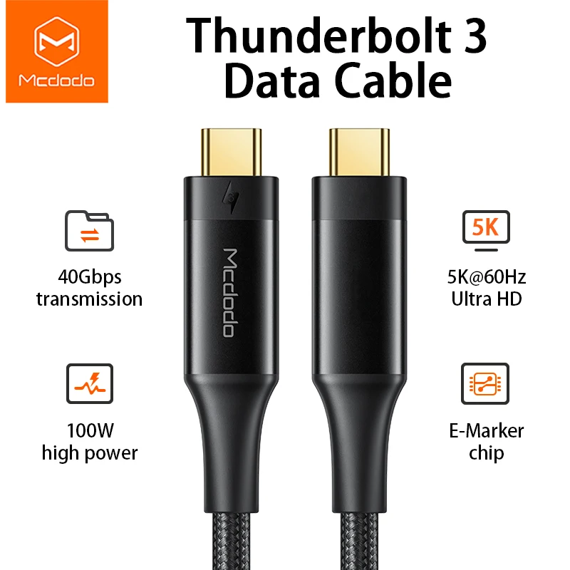Кабель Mcdodo Thunderbolt 3 100 Вт USB Type c на 4K/5K @ 60 Гц 40 Гбит/с кабель передачи данных PD 5A