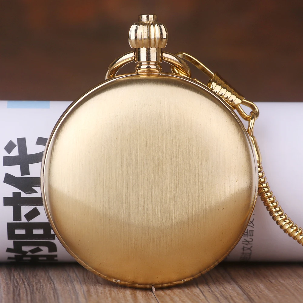 Роскошные золотые гладкие стимпанк Механические карманные часы для мужчин и женщин ожерелье кулон из нержавеющей стали Fob часы лучшие подарки