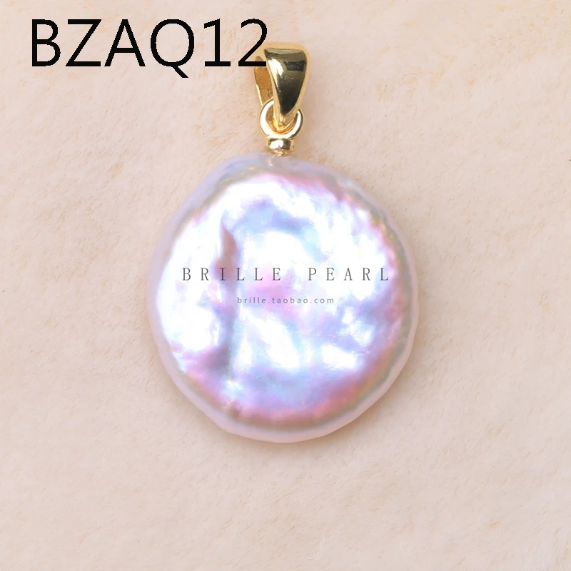 BaroqueOnly Natural Pearl Slide Pendant Different Shape Freshwater buttons Pearls 925 Silver Sterling flat pendant gifts pendant necklace silver necklace