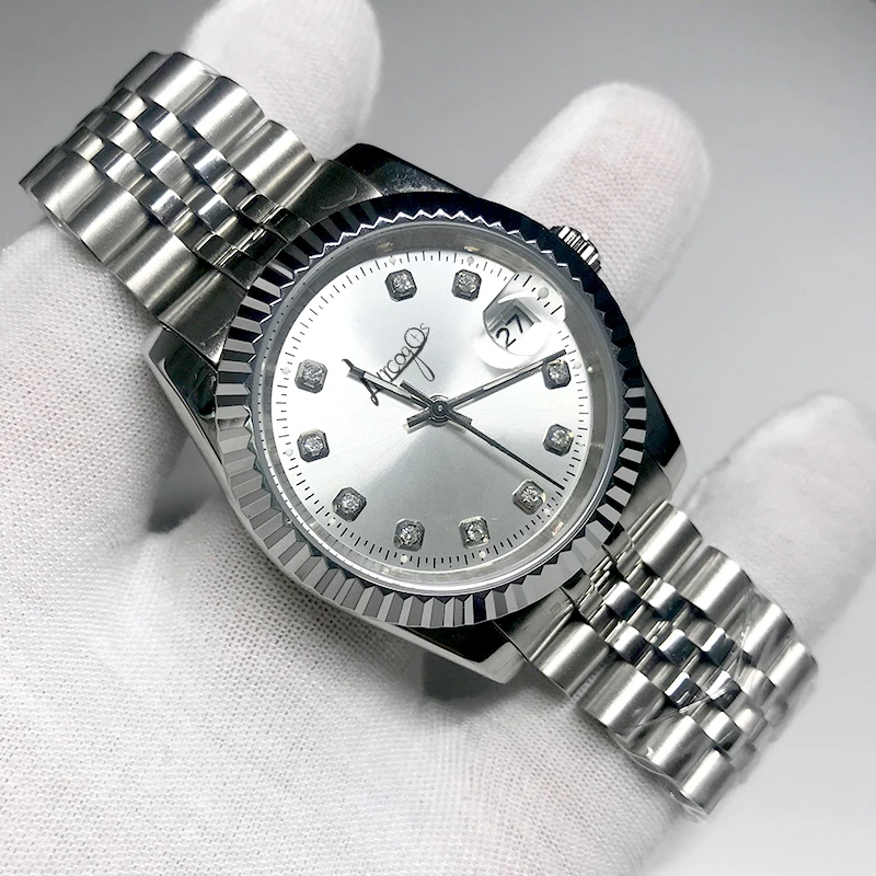 

New silver Luxury Brand Watch 36mm & 40mm Automatic glide smooth second hand Mechanical Datejust Watches AAA