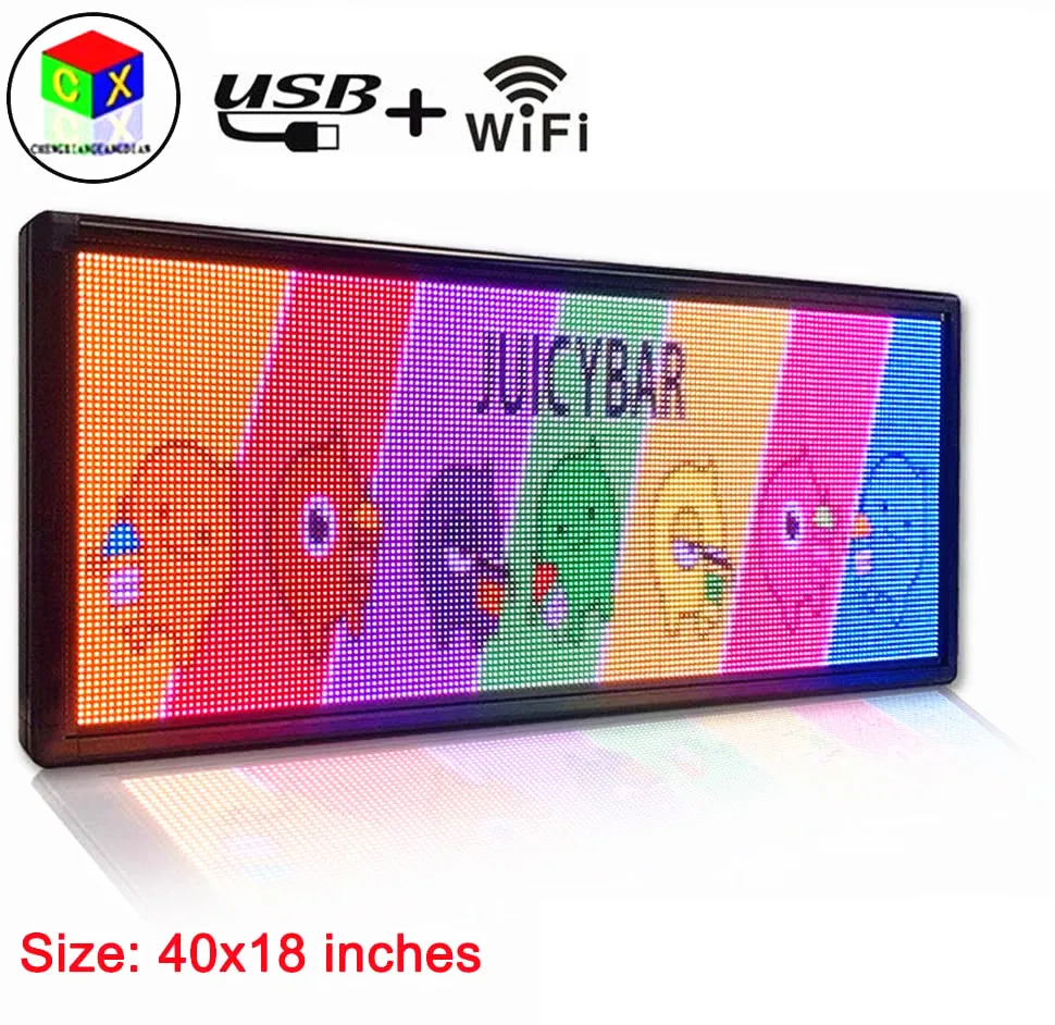 WIFI полноцветный СВЕТОДИОДНЫЙ знак 18''X40''/Поддержка прокрутки текста