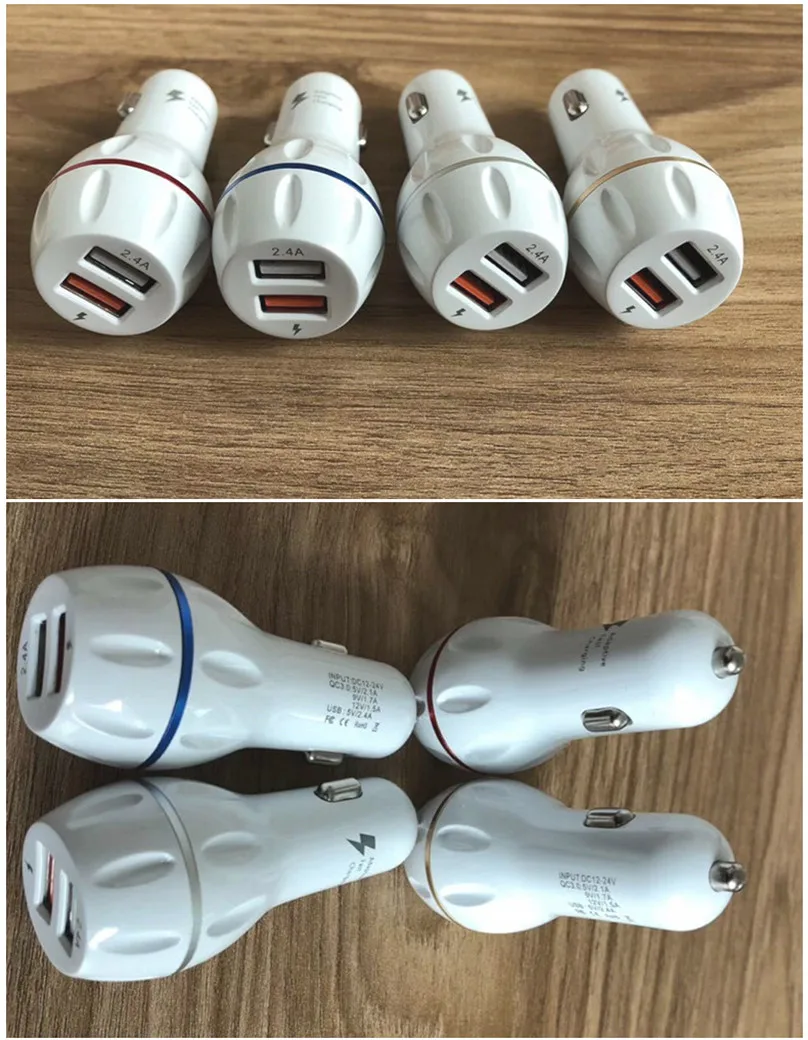 100 шт. 18 Вт Боулинг типа Quick 2.4a QC3.0 двойной зарядное устройство USB адаптер синий светодиодный свет 2USB Быстрая зарядка для iPhone samsung