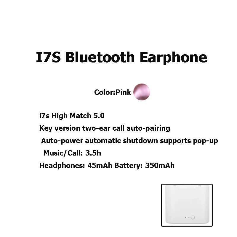 I12 TWS Bluetooth 5,0 беспроводные наушники спортивные стерео умные сенсорные наушники i7 TWS наушники-вкладыши Bluetooth наушники I9s музыкальный наушник - Цвет: i7s pink