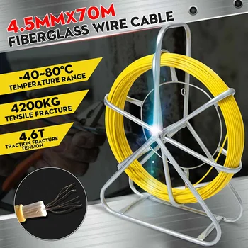 

4.5mm 70m Fiber Glass Wire Fiberglass Fish Tape Cable Snake Running Rod Duct Rodder Pull Electrician 4200kg Tensile Fracture