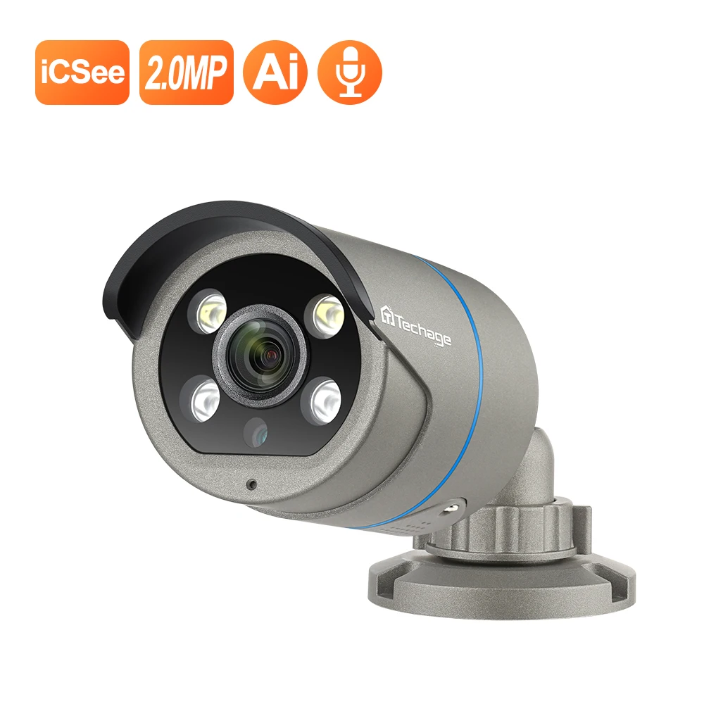 Techage 1080P POE kamera IP 2-Way Audio Onvif 2MP Ai inteligentny kamera wideo na zewnątrz wodoodporna bezpieczeństwa CCTV POE 48V 12V dla opcji Techage 1080P POE kamera IP 2-Way Audio Onvif 2MP Ai inteligentny kamera wideo na zewnątrz wodoodporna bezpieczeństwa CCTV POE 48V 12V dla opcji