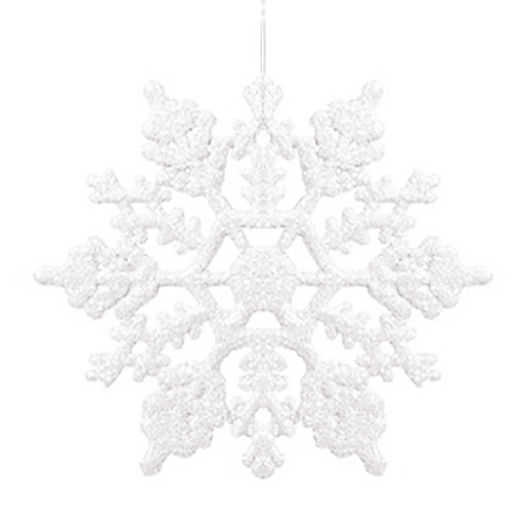 12pcs Plastic Christmas Xmas Snowflake Ornaments Tiny Sparkling Sequin Glitter Snow on String Wedding Decor