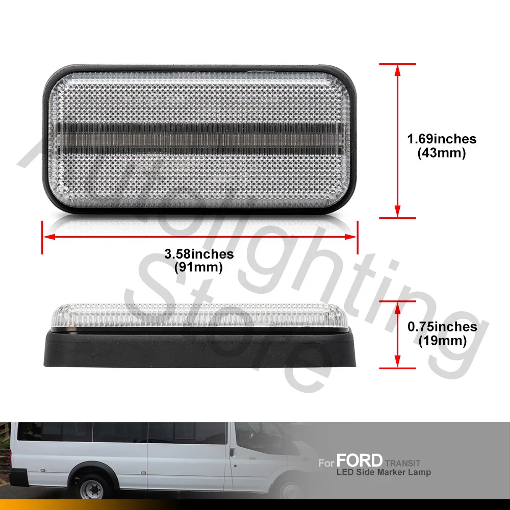 4 Luci Di Ingresso Laterali A LED Per Ford Transit MK6 MK7 Jumbo 2000-2014 – Lente Trasparente, Ambra, Plug&Play - 5