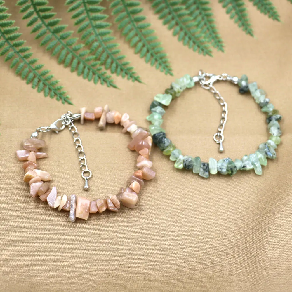 NaturalPinkQuartzBraceletsChipGemstoneStretchBraceletLobster