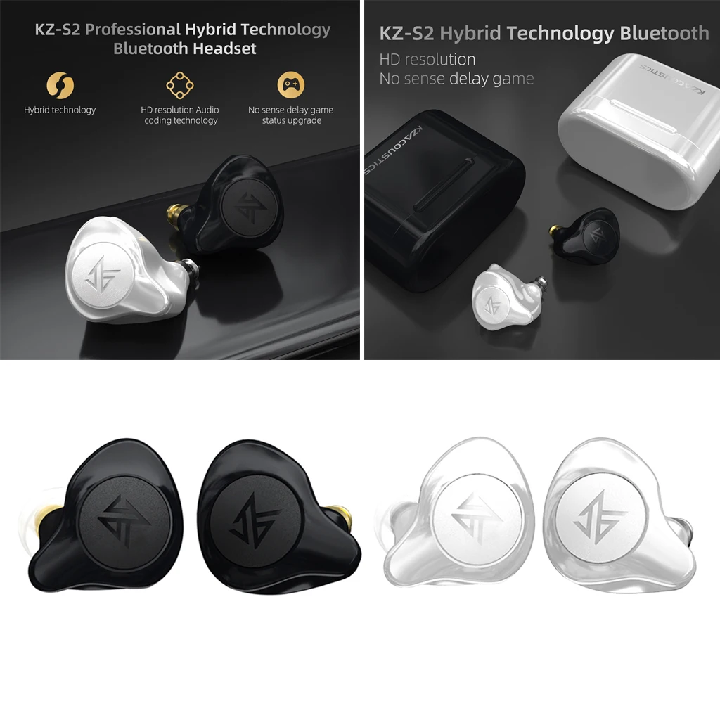 KZ S2 TWS Wireless Earphones Touch Control Bluetooth 5.0 Headset Sports Earphones Headset