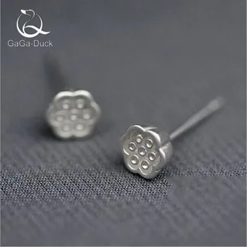 

New Fashion Literary Exquisite Jewelry Simple 925 Sterling Silver Women Lotus Flowers Personality Beautiful Stud Earrings E179