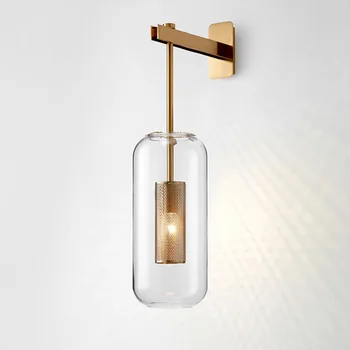 

Simple modern light luxury creative glass wall lamp American living room bedside restaurant designer lamp
