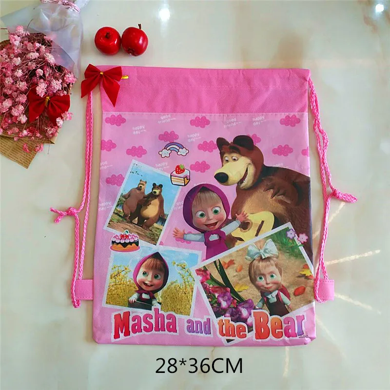 School bag-1Pcs С героями мультфильма «Маша и Медведь» тема, детский душ украшения для детей девочкам непременно понравится День рождения, мероприятие, Вечеринка Бумажные стаканчики и тарелки баннер одноразовая посуда - Цвет: School bag-1Pcs