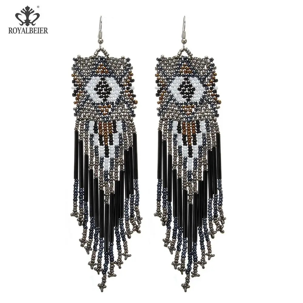 Bohemia Earrings ROYALBEIER Дизайн Свадебные Украшения Корейский Падение Мотаться Серьги для Женщин Серьги Листьев Кулон Boho Ювелирные - Окраска металла: Bohemia Earrings