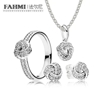 

FAHMI YCS 100% 925 Sterling Silver SALE - Sparkling Love Knot Gift Set Charms rings Fit DIY Original Jewelry A Set