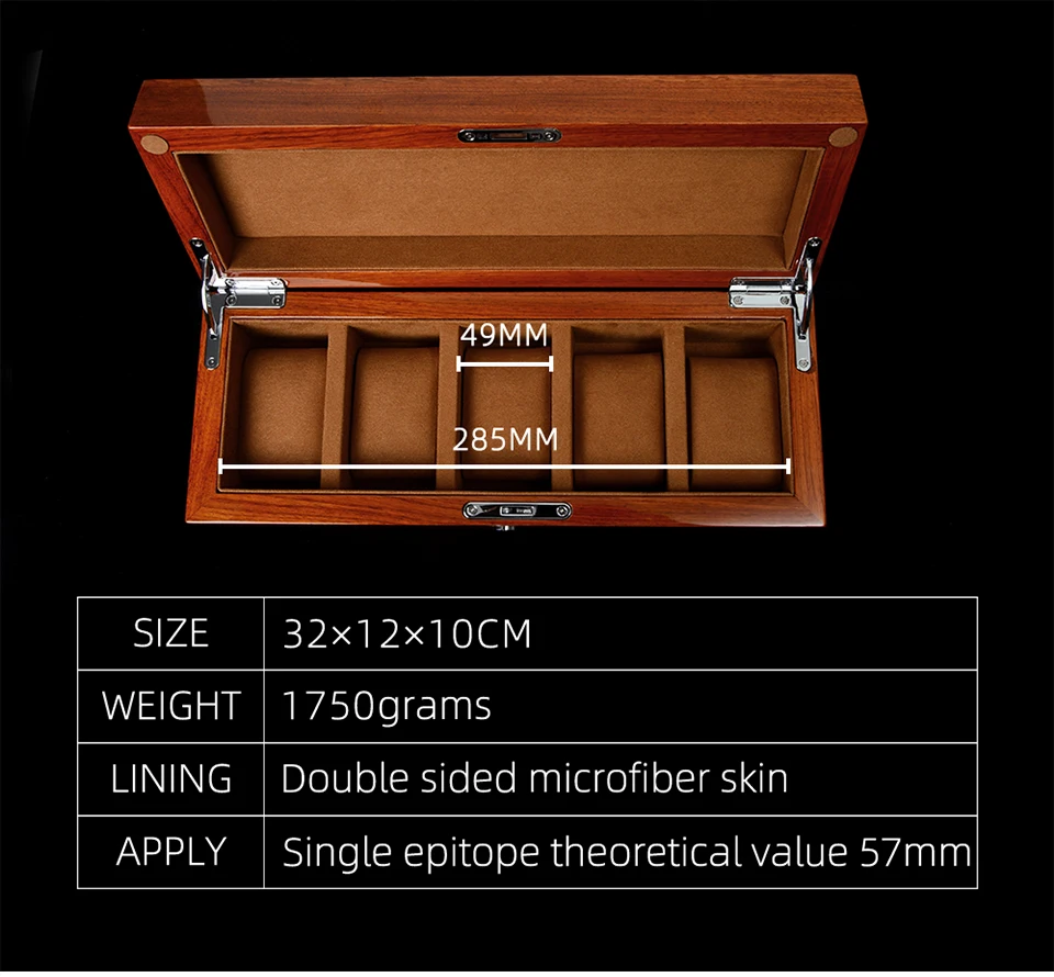Наручные часы из розового дерева коробка 5 Слот коричневая Подушка Стекло окно часы чехол для хранения