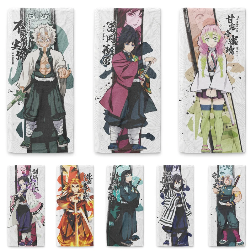 Asciugamano In Cotone A Più Facce Demon Slayer Asciugamano Assorbente Stampato Kimetsu No Yaiba Anime Asciugamano Da Bagno Regalo-10/_35*75Cm,