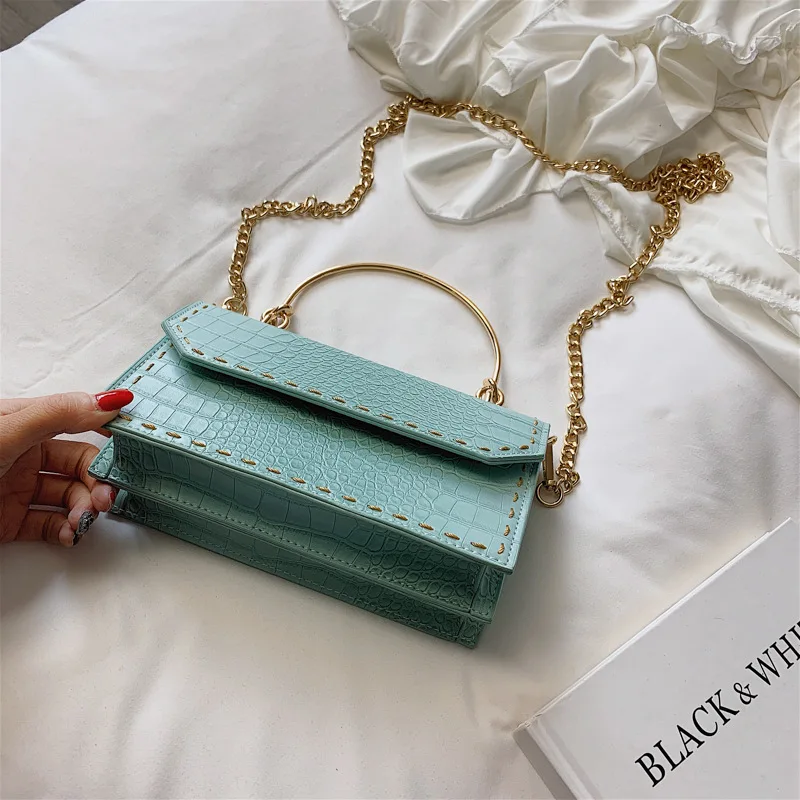 Blue pink horizontal Сумка с узором «крокодиловая кожа», модная новинка, качественная женская дизайнерская сумка, сумка на плечо, сумка-мессенджер Mujer - Цвет: Blue pink horizontal