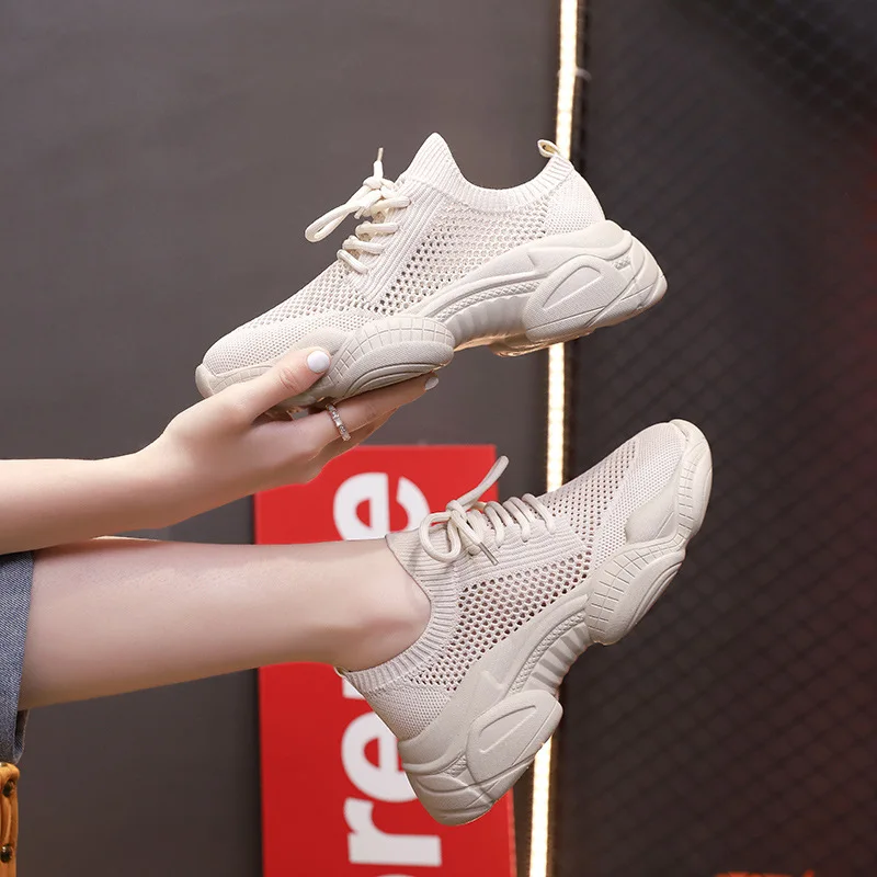 Women Vulcanized Shoes 2020 Summer Breathable Women Shoes High Quality Women Sneakers Lace-up Flats Shoes Women Casual Shoes