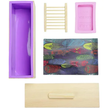 

DIY Soap Making Tool Silicone Rectangle Soap Mould with Wood Box and Wood Lid, Silicone Mold, Oil Paper and Soap Holder