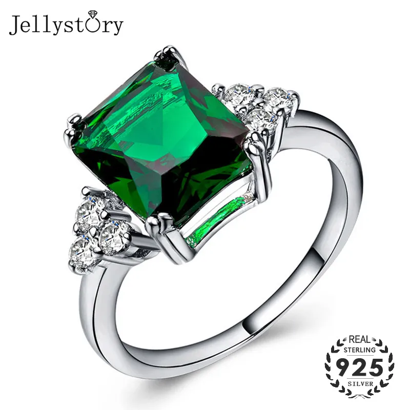 

Jellystory Classic 925 Silver Ring 11*11mm Square Shaped Sapphire Emerald Amethyst Jewellery Rings for Women Wedding Party Gifts