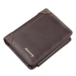 Premium PU Leather Men's Wallet - High-Quality Zipper Design, Card and Coin Holder, Vintage Style (Coffee)