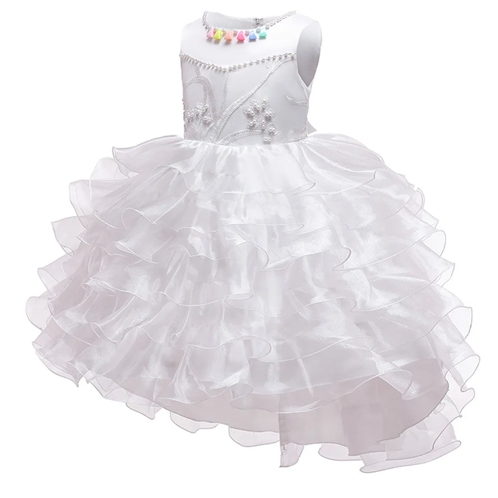 Новое Стильное детское платье, свадебное платье, нарядное платье принцессы со шлейфом для выступлений, платье с цветочным узором для