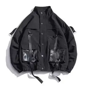 2 5XL Мужская осенняя куртка Kpop Корейская Свободная верхняя одежда хип-хоп куртка уличная одежда повседневная черная однотонная Толстовка С Карманами - Цвет: 2