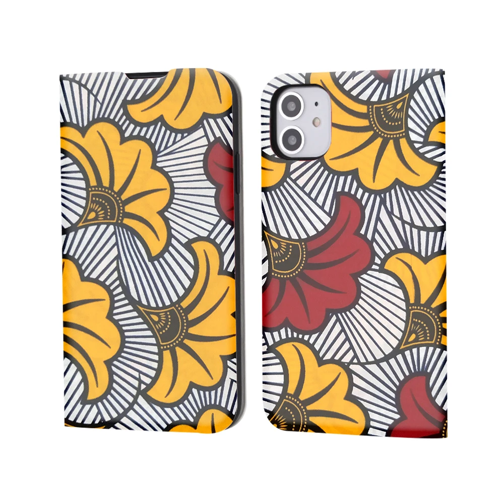 

iphone 11 case African print Flip Wallet Case with Card Holder High-quality Full Protective Stand Cover case Customized photo