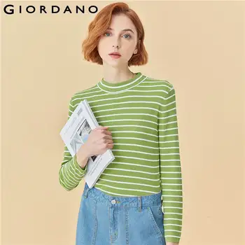 

Giordano Women Sweaters Mockneck Stripe Viscose Knitting Sweaters Regular Fit Long Sleeves Sueter Mujer Invierno 92350683