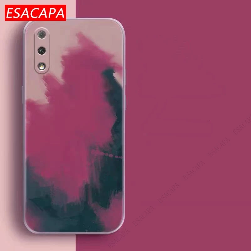 Gradient Watercolor Soft Silicone Phone Case For Huawei Honor V40 V20 30 Lite Protection Camera Lens Cover Nova 8 Pro | Мобильные
