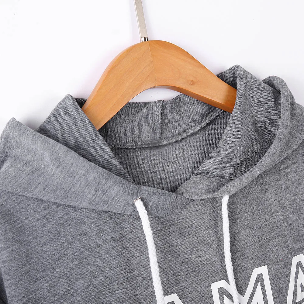 Womens Autumn Loose Long Sleeve Letter Print Hooded Sweatshirt Pullover Tops 7.26