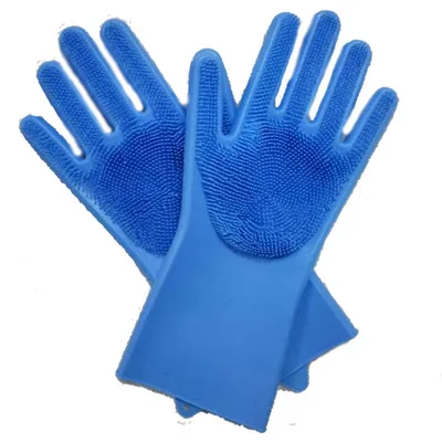 blue Силиконовые перчатки для мытья посуды, силиконовые перчатки для мытья посуды - Цвет: blue