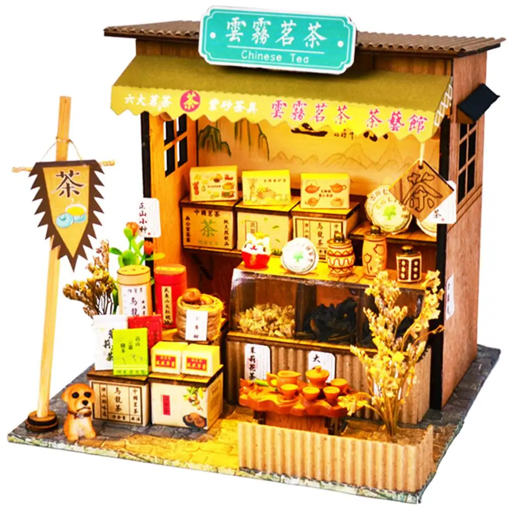Dust Cover DIY Wooden Miniature Doll House Furniture Accessories Kit For Kids 