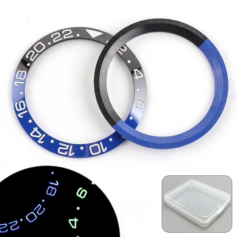 38mm Retrol Blue Ceramic Bezel Insert Dial for 40mm Gmt Master2 Bat Man Submarine Black Date Watch Face Replacement Luminous | Наручные